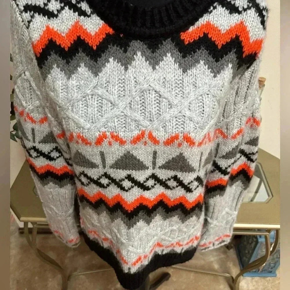 MAGASCHONI FAIR ISLE CABLE KNIT GEOMETRIC DESIGN CASUAL PULLOVER SWEATER SIZE L - Picture 10 of 11